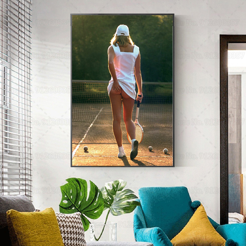 Badminton Poster - Sexy Tennis Girl Poster Sunset Racket