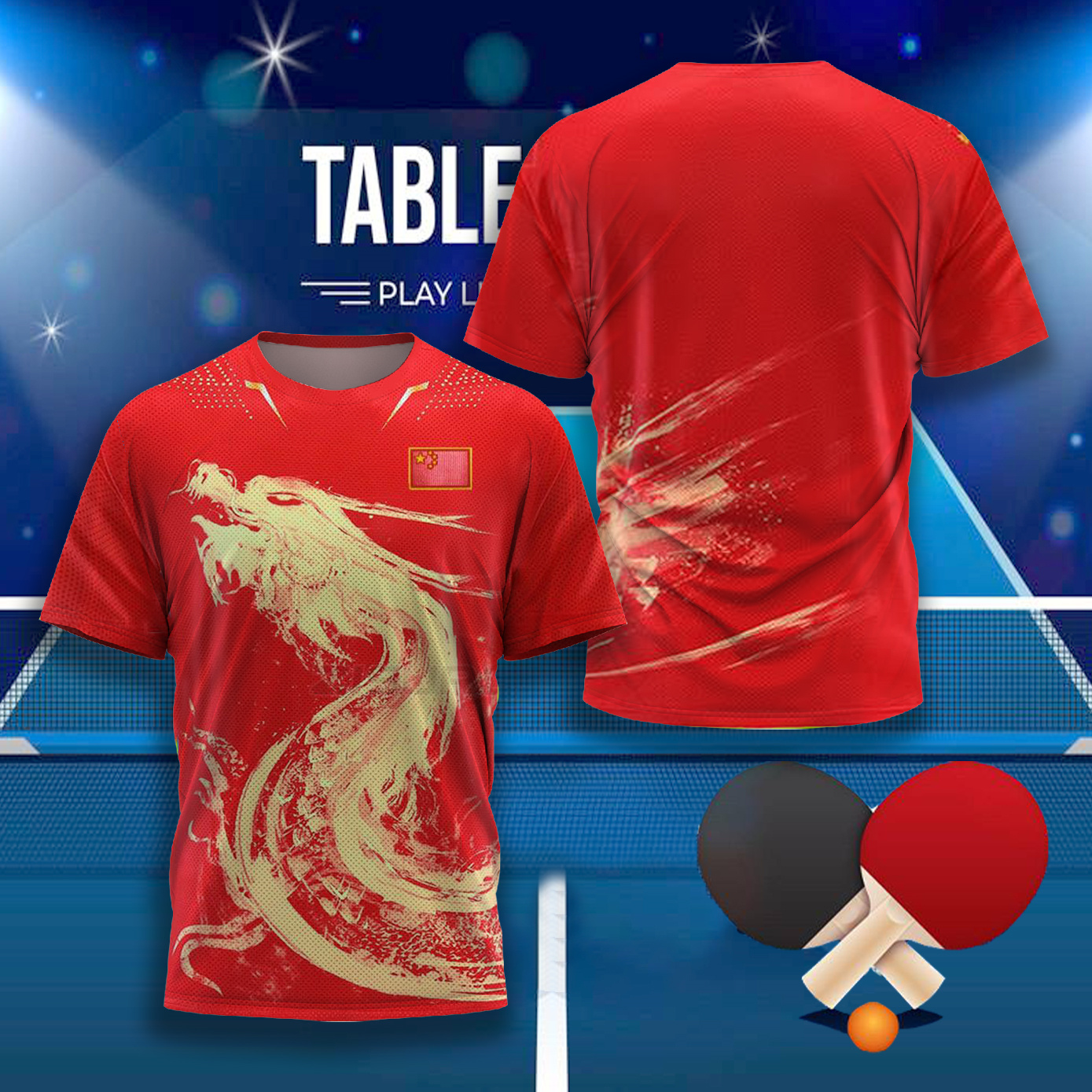 Badminton Rank - CHINA Dragon Table Tennis Graphic T