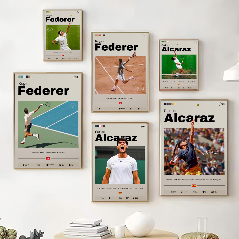 Badminton Quotes - Tennis star Federer Alcaraz Poster Wall
