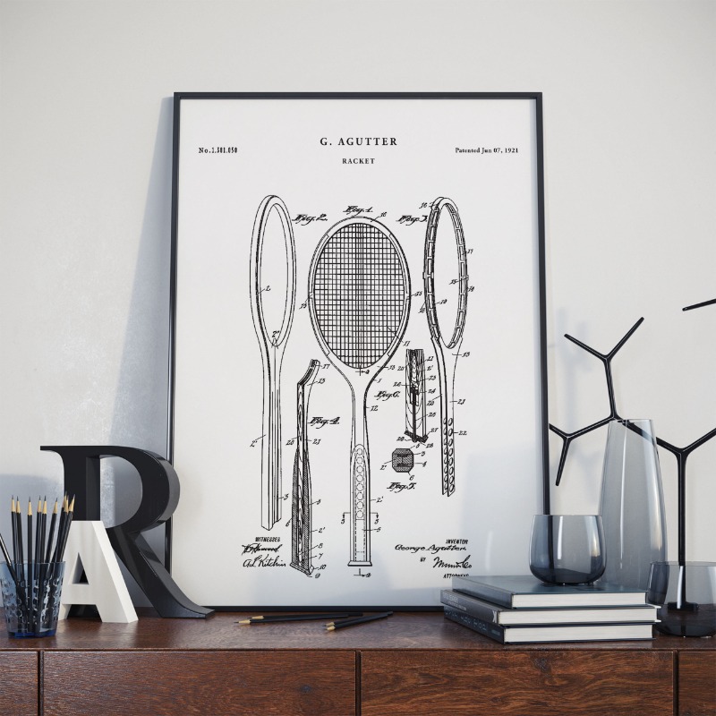 Badminton Poster - Vintage 1921 Racket Patent Posters and
