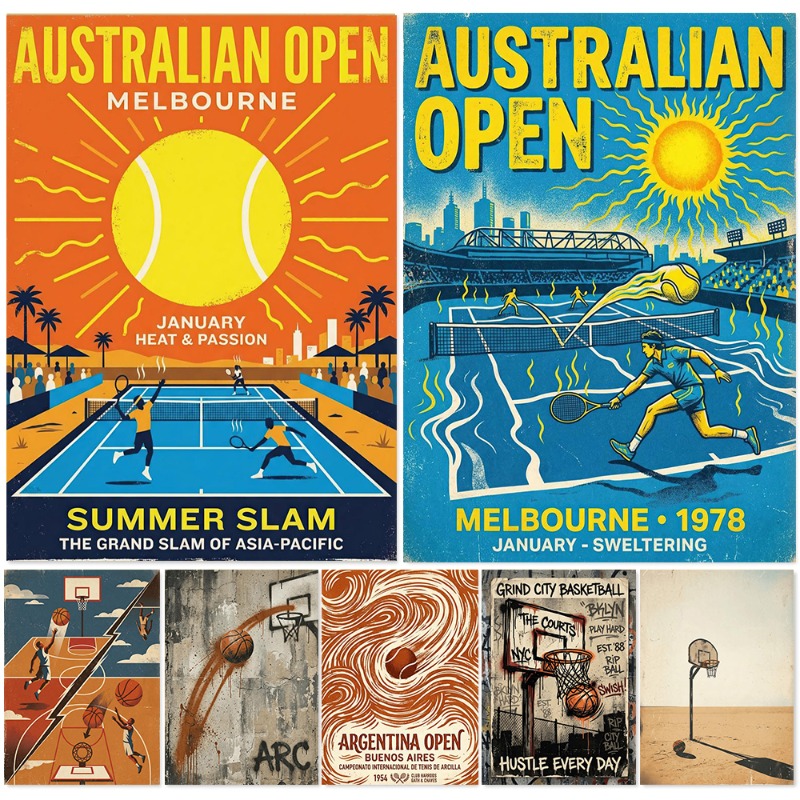 Vintage Tennis Basketball Wall – Badminton Poster recenzja i cena