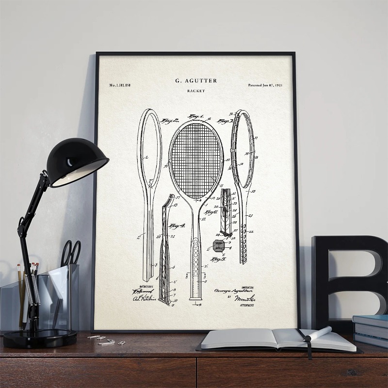 Vintage 1921 Racket Patent Pos – Badminton Poster recenzja i cena